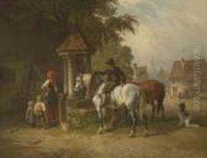 Am Dorfbrunnen. by Ludwig Gustav Voltz