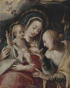 Madonna And Child With Saint Barbara.