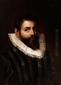 Portrait Eines Dunkelhaarigen Jungenmannes Mit Weissem Spitzen Kragen by Hans Von Aachen