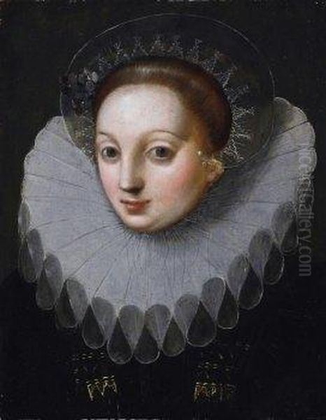 Two Paintings: Portrait Of A 
Distinguished Lady With Hood As Well As A Distinguished Gentleman With 
Lace Collar. Each - view 1