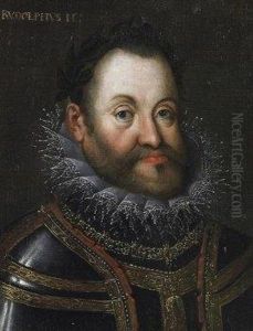 Portrait Of Emporer Rudolph Ii With Laurel Wreath. Inscription Above Left: Rudolphus Ii