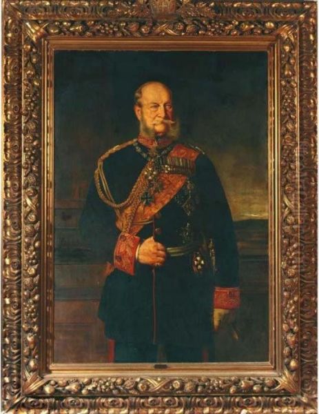 A Portrait Of Emperor Wilhelm I,
 Depicted Standing Full-length Wearing A Ceremonial Uniform. - view 1