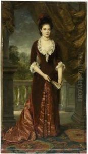 Portrait D'un Membre De La Famille Rothschild, Femme A La Robe Rouge by Baron Heinrich von Angeli