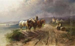 "sturm", Aufziehendes Gewitter Uber Seelandschaft Mit by Nicolai Von Astudin