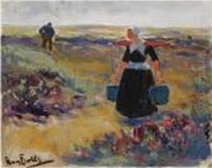 A Dutch Fisherwoman Carrying Buckets; Verso Sorting The Catch