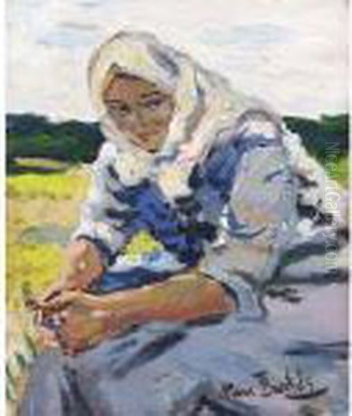 A Dutch Fisherwoman Seated In A Landscape - view 1