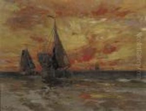 A Seascape At Dusk by Hans Von Bartels