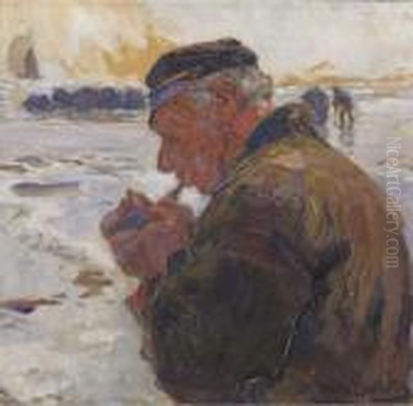 A Quiet Moment; A Fisherman Lighting His Pipe - view 1