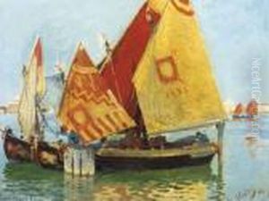 Moored Fishing Vessels In The Laguna, Venice