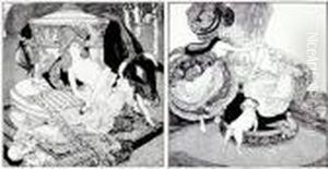 2x Erotische Szenen by Franz von (Choisy Le Conin) Bayros