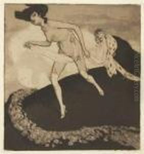 Nude Couple In Garden; And Nude With A King by Franz von (Choisy Le Conin) Bayros