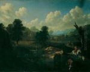 Gebirgslandschaft Mit Reitern
Und Vieh. Signiert Unten Mitte: P.v.bemmel. Ol Auf Leinwand. H 65; B 81
Cm. by Peter Von Bemmel