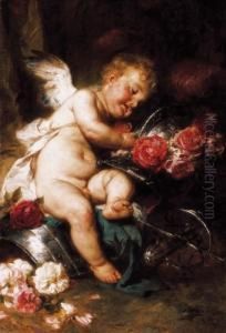 Amor With Roses (the Winning Amor) by Gyula Benczur