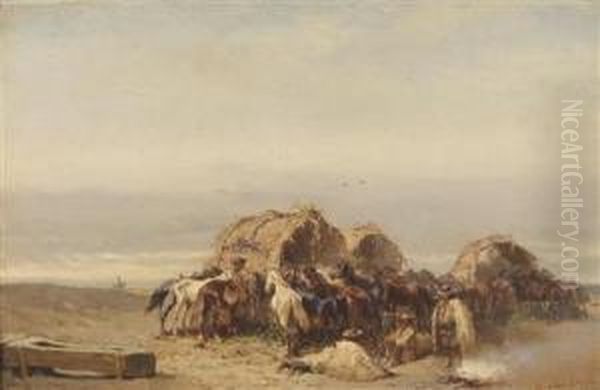 Puszta Scene With Herdsmen And Horses - view 1