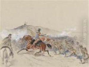 Soldaten Und Ihranfuhrer Bei Der Attacke by Alexander Ritter Von Bensa