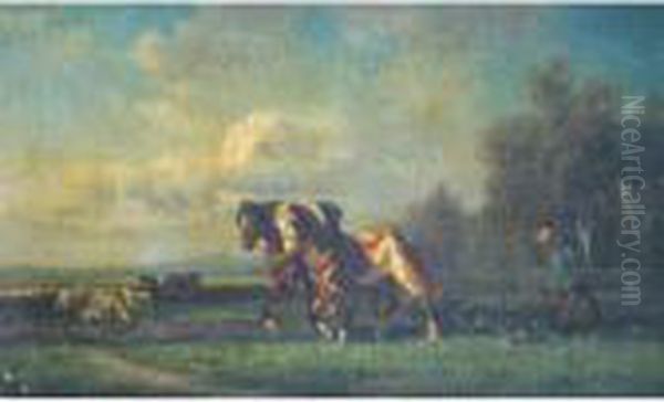 Scene De Labour Ettroupeau Au Pacage - view 1