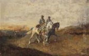 Zwei Ritter Zu Pferd by Alexander Ritter Von Bensa