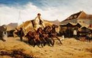 At The Market Place In Szolnok by Alexander Ritter Von Bensa