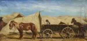 Pferdefuhrwerk Vor Einem
Ungarischen Zigeunerlager. by Alexander Ritter Von Bensa