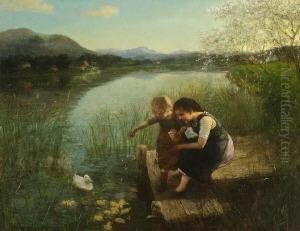 Zwei Madchen Beim
Entenfuttern by Carl Von Bergen