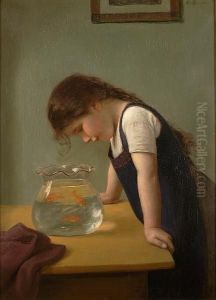 A Girl Looking Into A Goldfish Bowl