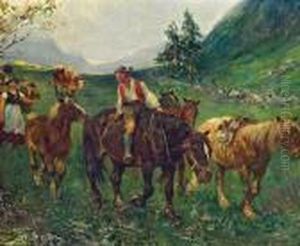 Heimkehr Von Der Alm by Julius von Blaas