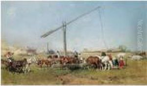 Pferdetranke In Ober-ungarn (horses Watering By A Well)