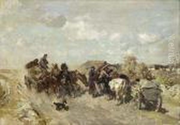 Landschaft Mit Pferde- Und Ochsenkarren - view 1