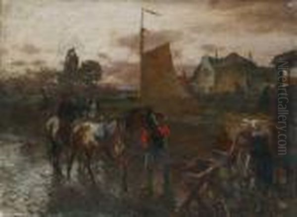 Landschaft Mit Bauern Am Kanal - view 1