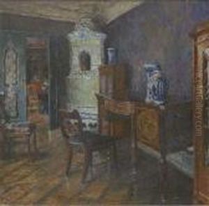 An Interior Looking Through To The Dining Room by August Von Brandis