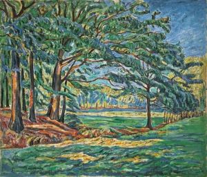 Landschaft Mit Baumen Und Weiden by Theo Von Brockhusen