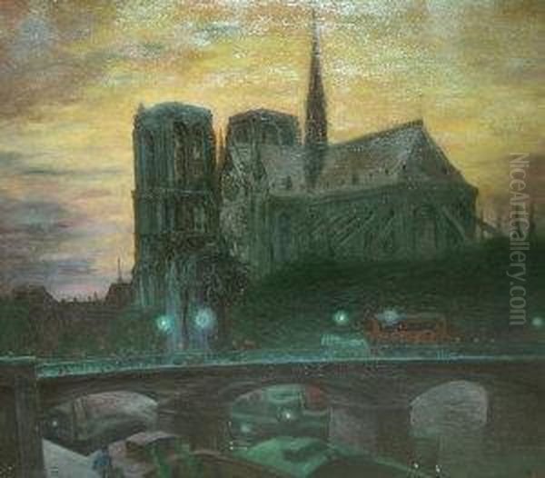 Follower Of Theo Von Brockhusen, German -- Notre Dame By Night - view 1