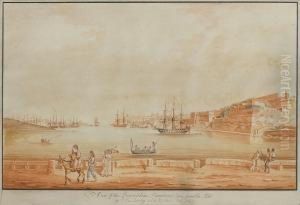 View Of The Govenor's Palace In 
Valetta; Viewof La Valetta Taken From Ricasoli Point; View Of The 
Quarantineharbour Taken From The Pieta, A Set Of Three