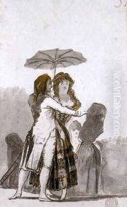 Couple with Parasol on the Paseo 2 by Francisco Goya Fuendetodos