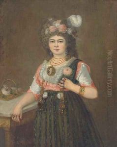 Portrait of a lady, three quarter-length, with her right hand on a table by Francisco Goya Fuendetodos