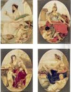 Allegories Of Force, History, Peace And Commerce: A Set Of Four by Vaclav Brozik