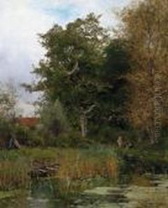 Zwei Badende Am Waldteich by Gilbert Von Canal