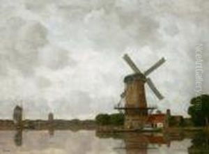 Flusslandschaft Mit Einer Windmuhle Flusslandschaft Mit Einer Windmuhle