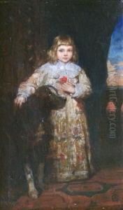 Madchen Mit Hund Vor Einer Balustrade by Angelo Graf von Courten