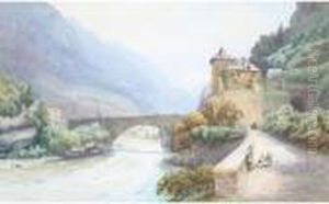 The Bridge Of St. Maurice-d'agaune, Valais, Switzerland by Helga Von Cramm