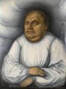 Portrait Of A Gentlemanon His Deathbed Said To Be Martin Luther by Lucas The Elder Cranach