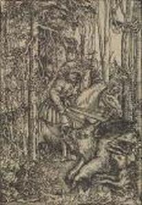 The Saxon Prince On A Boar Hunt by Lucas The Elder Cranach