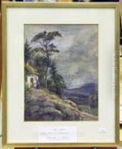 Bergslandskap Med Stuga Och Figurer. Bildstrl by Fritz Von Dardel