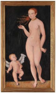 Venus Och Putti (kopia Efter Cranach) by Nils Von Dardel