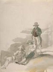 Drei Edle Wanderer Bei Der Rast. by Georg Maximilian Johann Von Dillis