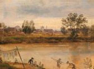 Pescatore Sulle Rive Di Un Fiume Pescatore Sulle Rive Di Un Fiume