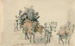 Bauern Mit Fuhrwerk. by Georg Maximilian Johann Von Dillis