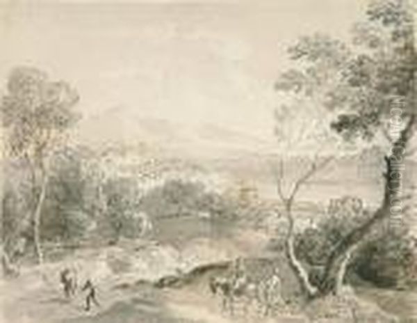 Arkadische Landschaft Mit Figurenstaffage. - view 1