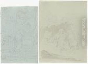 Hirten Mit Vieh - Antikische
 Landschaft. by Georg Maximilian Johann Von Dillis