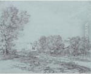 View Across A Field To The Edge Of A Village by Georg Maximilian Johann Von Dillis